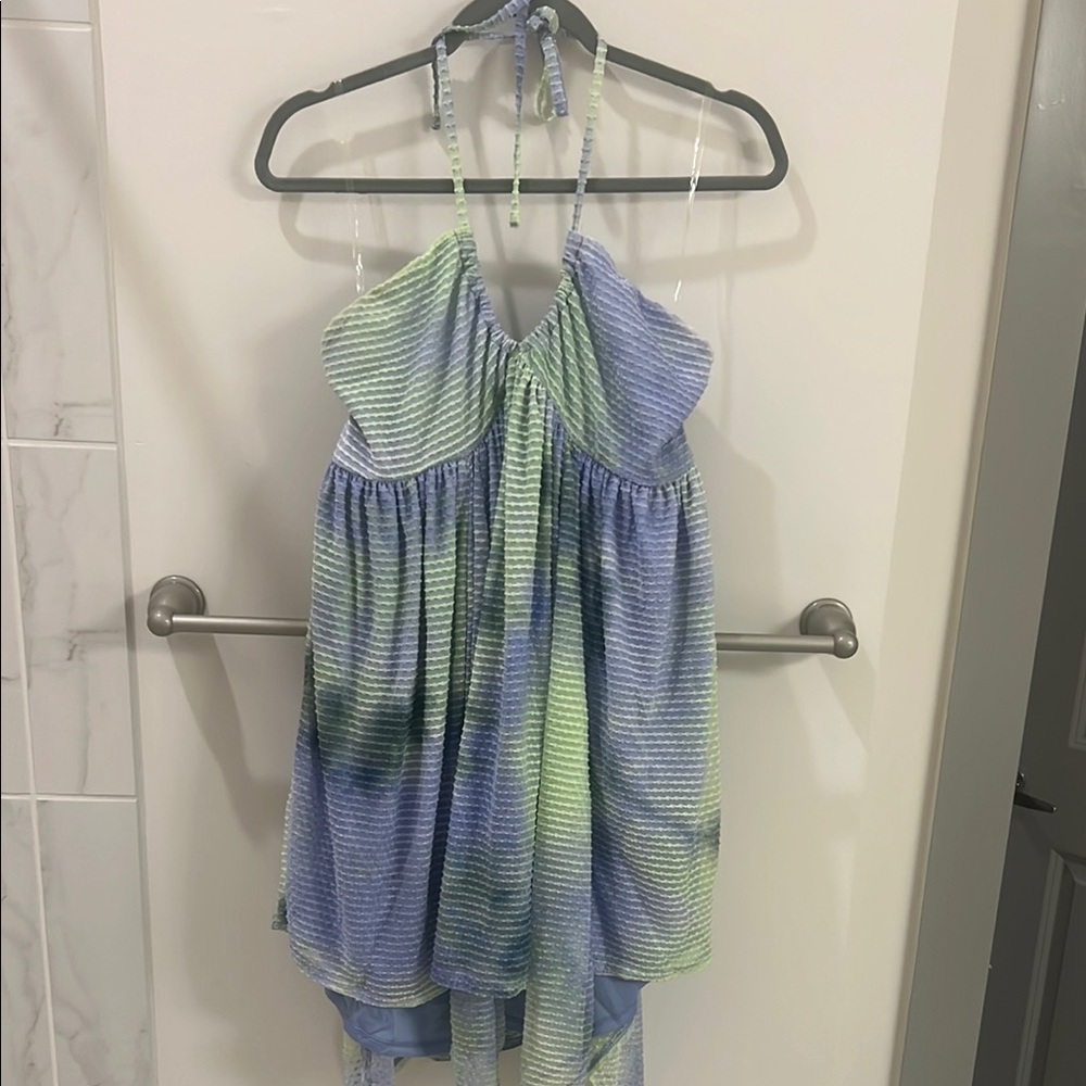 Wild Fable Asymmetrical Blue and Green Mini Dress